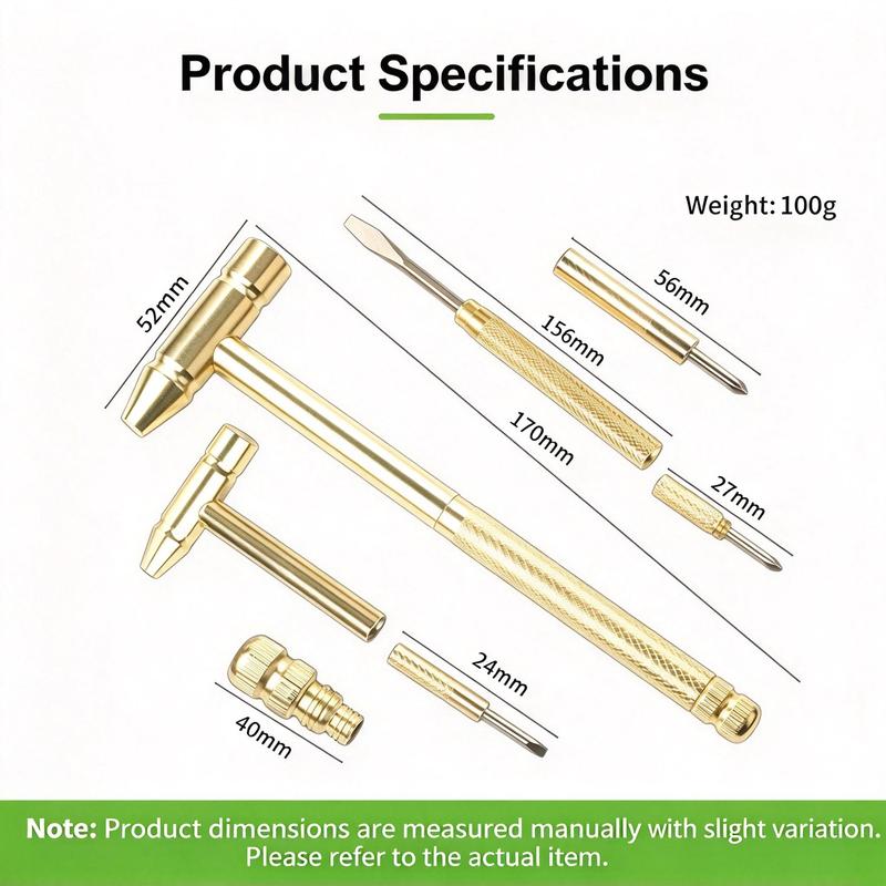 6-in-1 Mini Hammer & Screwdriver Multitool – Gold