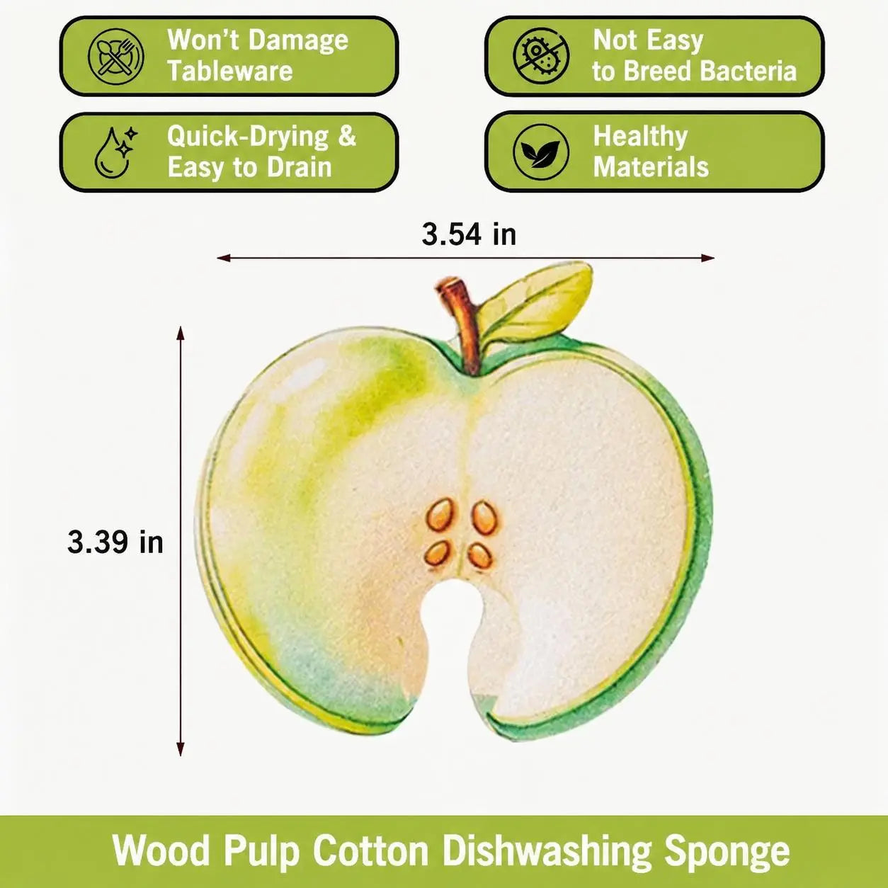 Compressed Cellulose Sponges - 3 Pack Fruit Shaped Natural Pop Up Dish Sponge for Kitchen - Compostable, Plant-Based, Non Scratch Cleaning Sponges Bulk for Dishes & Household Cleaning