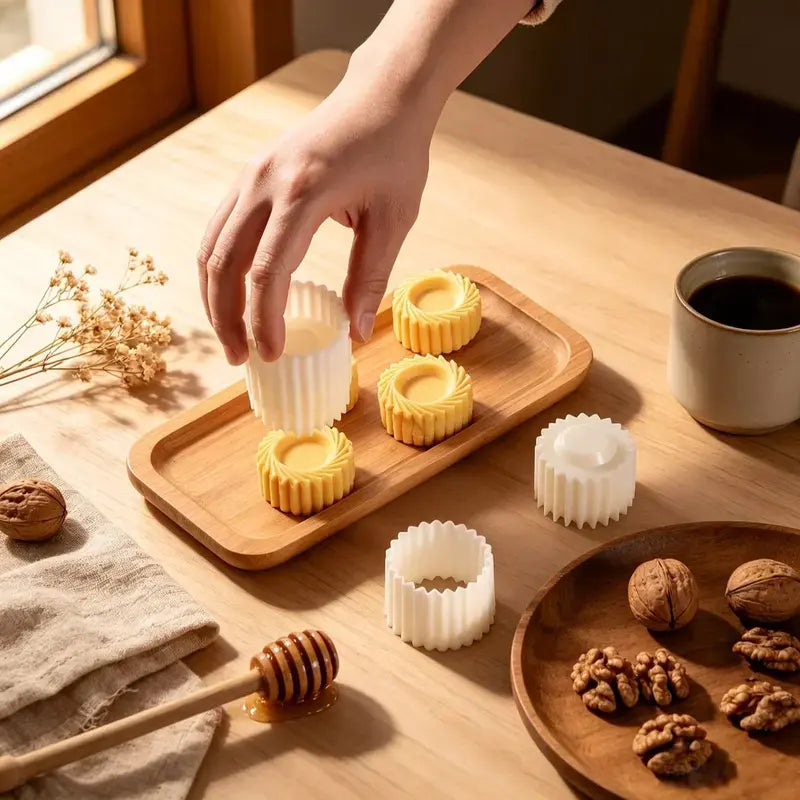 Sunflower Hand-Press Mooncake Mold Set, Reusable Embossing Tool for Cookies, Pastries & Mung Bean Cakes