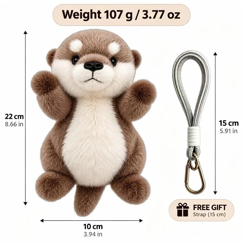 Viral Vibe Soft Plush Otter Keychain Realistic Stuffed Animal Bag Charm Lightweight Backpack Pendant
