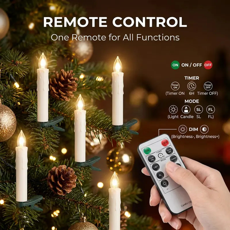 MATULSA 10/20-Pack Remote-Controlled LED Christmas Tree Candle Clips