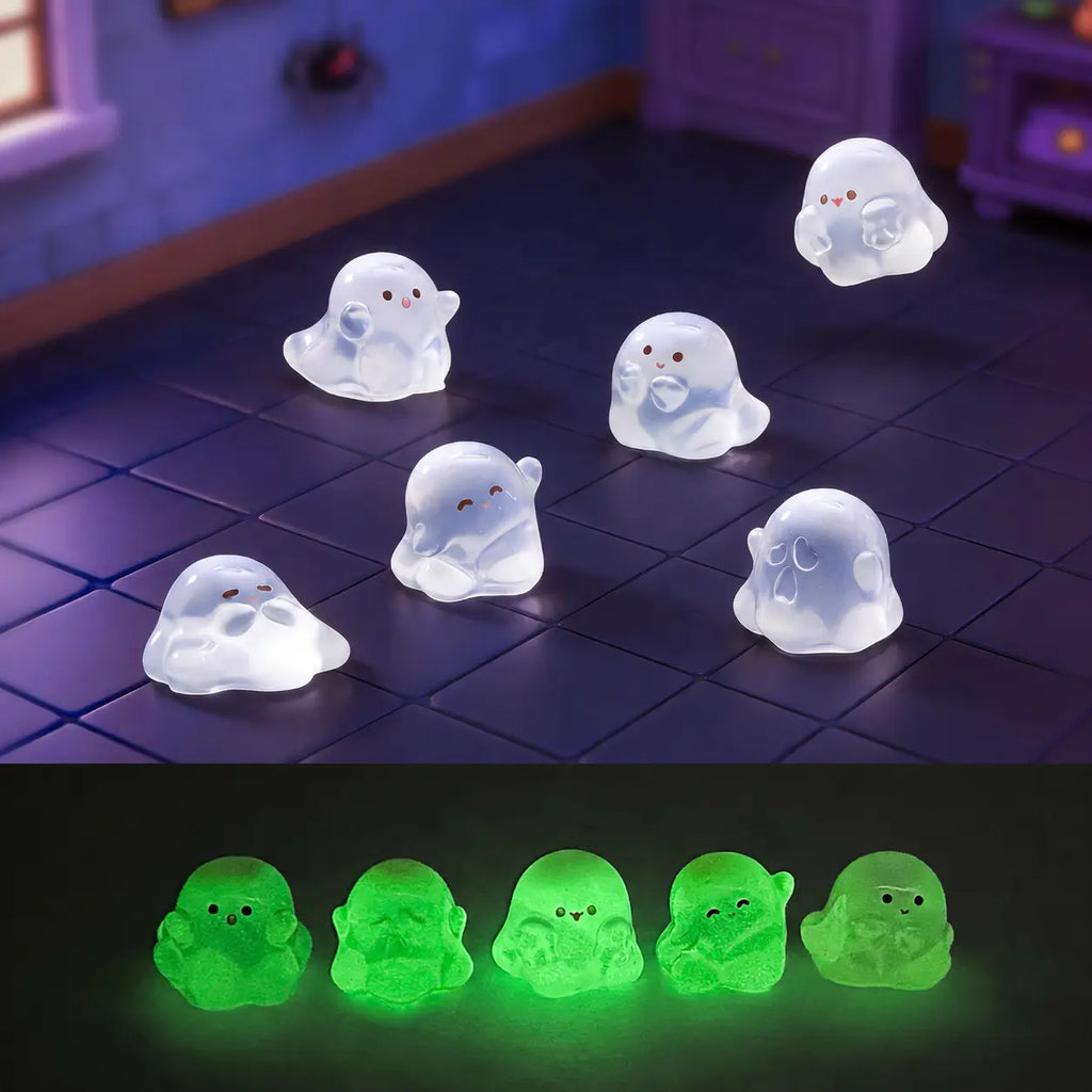 30 Pcs Spooky Mini Ghost Figurines Ornaments Set, Halloween Resin Desk Decor for Shelf, Fairy Garden, Dollhouse Party Decor