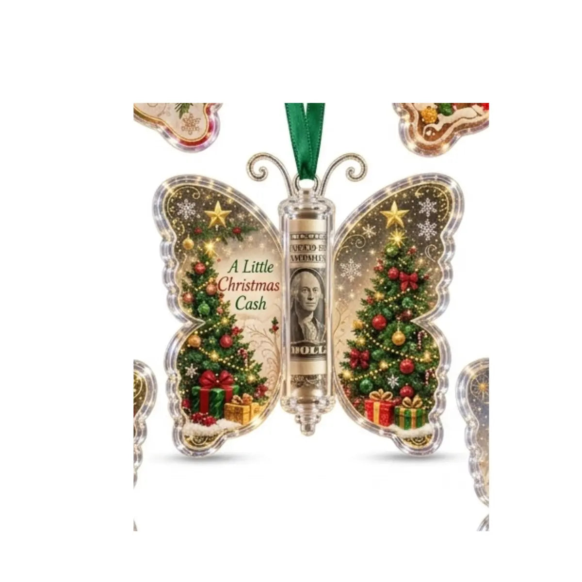5-Piece Butterfly Acrylic Christmas Cash Gift Ornament Set