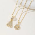 Women’s Gold-Plated Zircon Initial Pendant Layered Necklace Set
