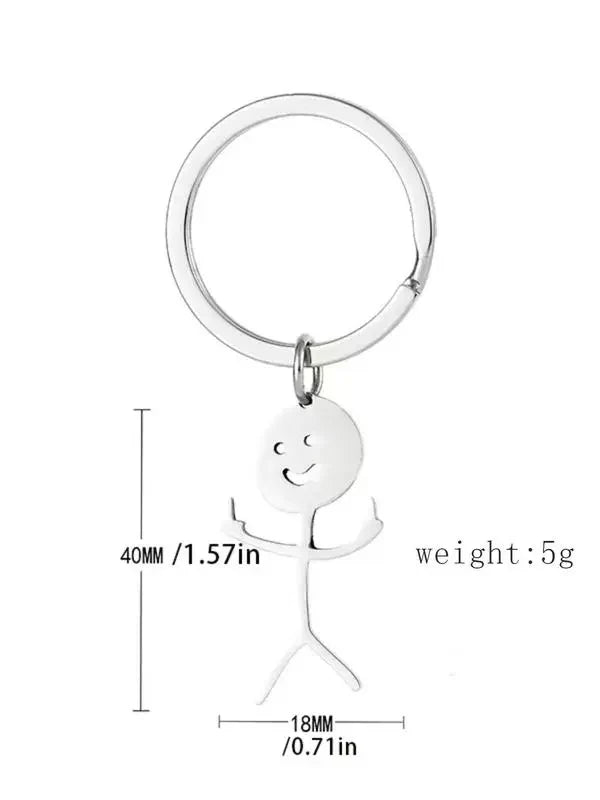 Cartoon Figure Shaped Keychain for Men & Women, Stainless Steel Keychain, Metal Key Chain, Cute Key Ring