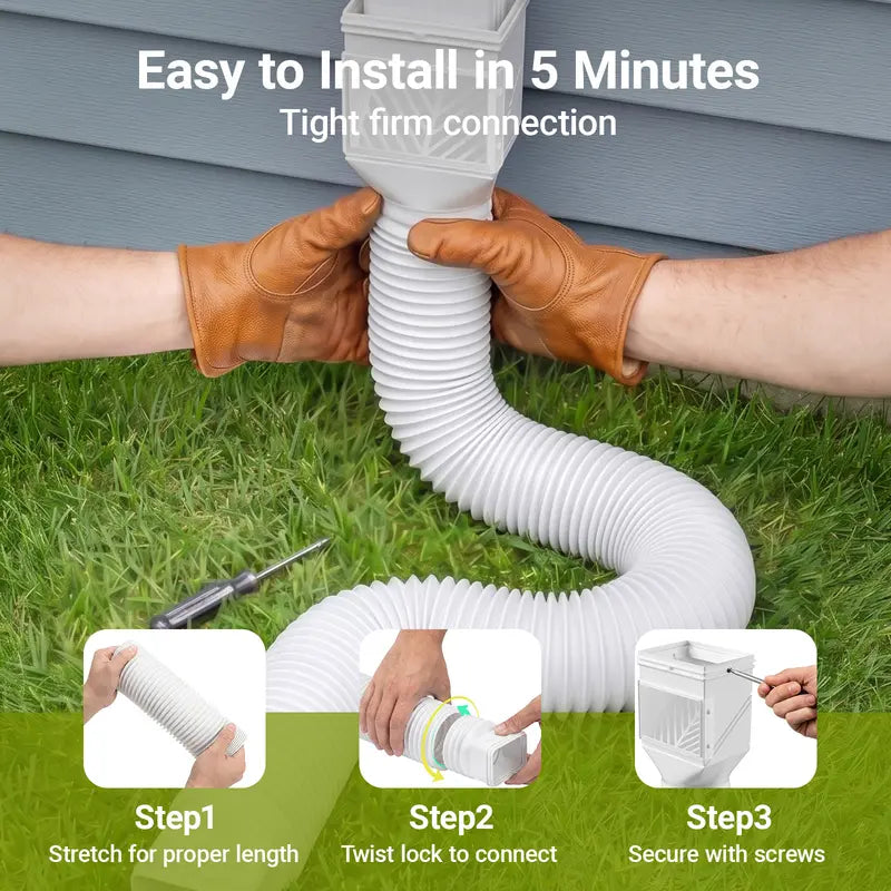 2-Pack 21–68-Inch Expandable Gutter Downspout Extensions with Leaf Filters