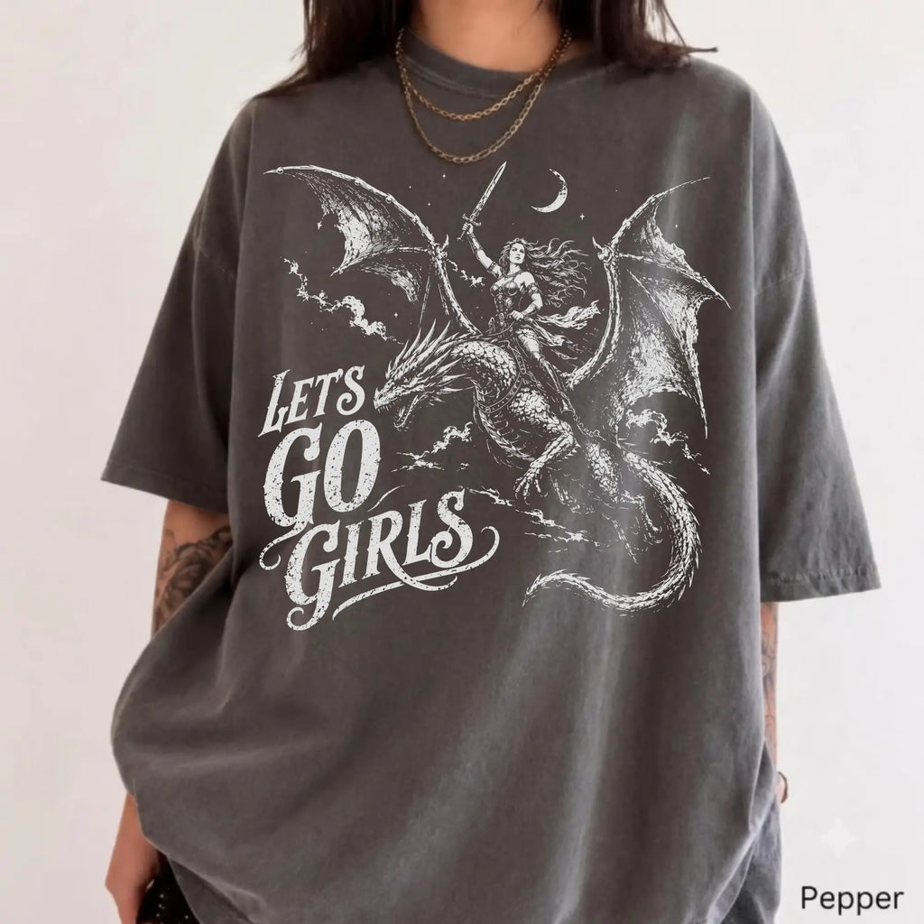 Comfort Colors Retro Dragon Rider Fantasy Warrior Graphic T-Shirt