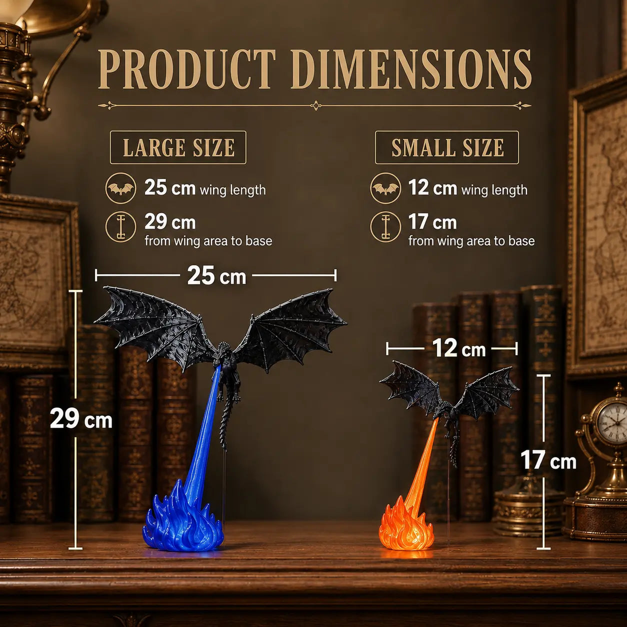 3D Printed Dragon Flame Book Nook with LED Light, Fantasy Bookshelf Decor & Gift for Book Lovers