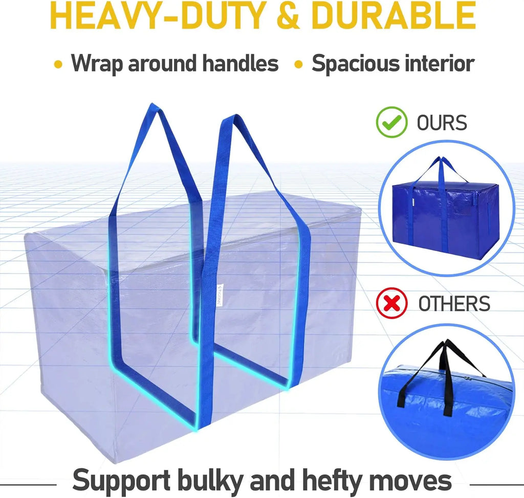 24 Gallon Extra Large Foldable Storage Bag with Handles, Zipper & Tag Pocket for Moving, Camping, Travel & Organization