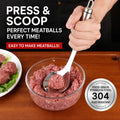 Stainless Steel Meatball Maker Spoon, Easy-Squeeze Non-Stick Scoop for Meatballs, Fish Balls & Shrimp Paste