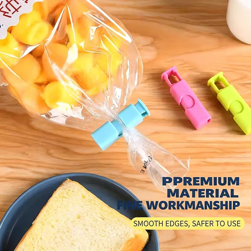 10-Pack Press-Lock Food Sealing Clips for Bread, Toast & Snack Bags, Reusable Kitchen Storage Clips