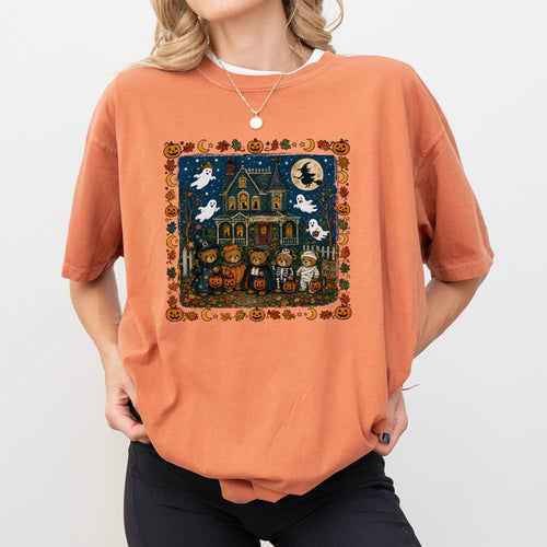 ChicCotton Vintage 90s Bears Halloween Comfort Colors Shirt, Trick or Treat Bears T-shirt, Haunted House Graphic Tee, Pumpkin Lover Gift Clothing
