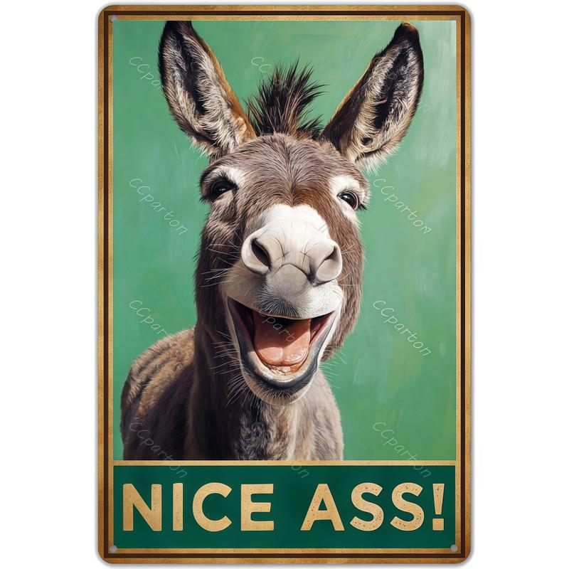 1pc Funny Donkey "Cheese Heads" Bathroom Art Sign - Farmhouse Vintage Metal Tin Wall Decor for Home, Restaurant, Bar - Retro Hilarious Donkey Lover Gift, Trending Viral Must-Have Sassy Bathroom Humor Aesthetic Country Kitchen Decor
