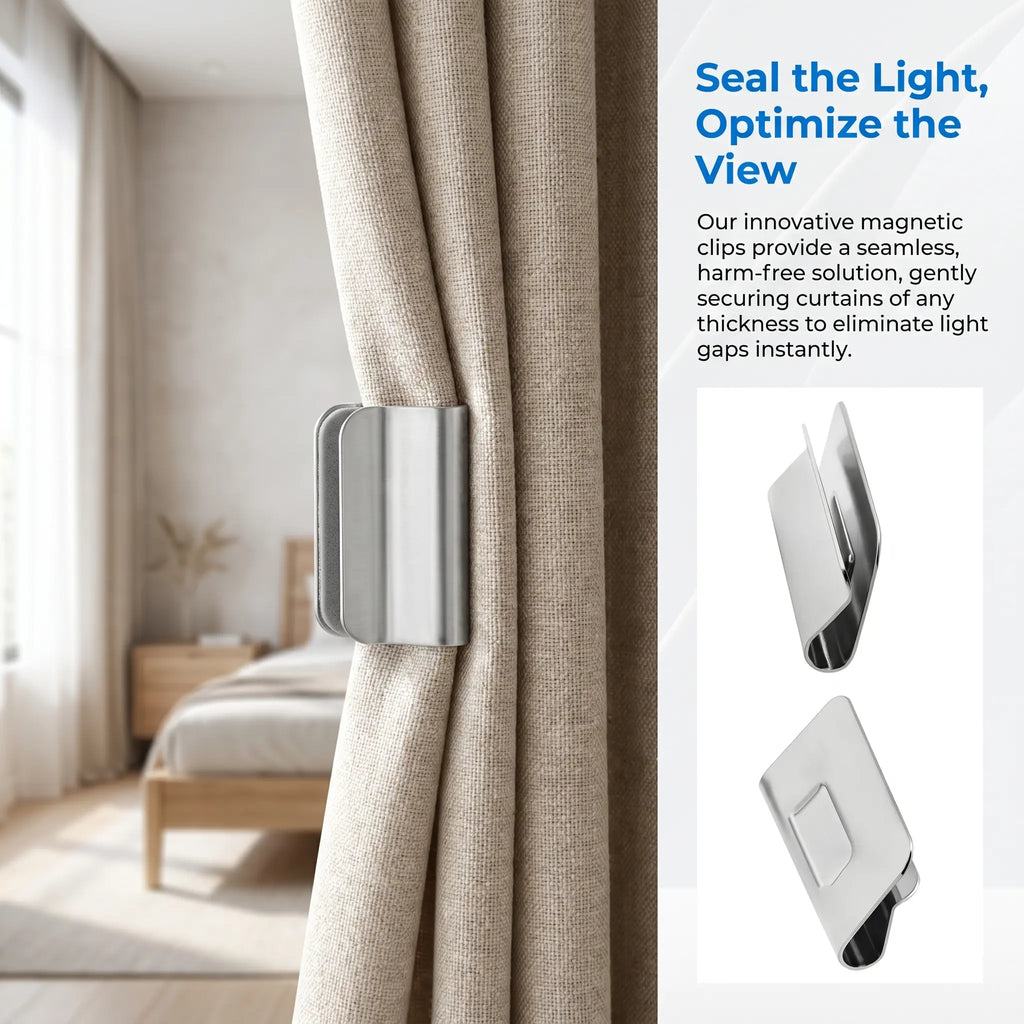 10 Pairs The New Magnetic Curtain Clips | Strong Double-Sided Light Blocking Magnets, No-Pin No Damage Curtain Closure for Blackout Curtains, Shower Liners, Bedroom Office-YY