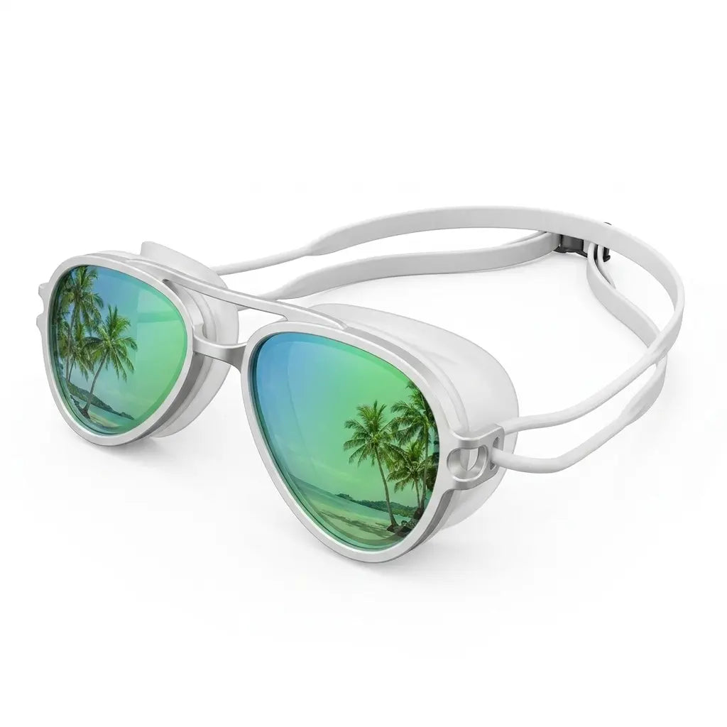 Yeomoo Retro Aviator Swimming Goggles for Adults, Anti-Fog Leakproof UV Protection, Adjustable Strap with Case - Stylish Pool & Beach Goggles for Women/Men