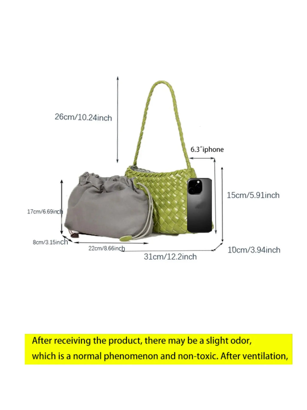 Handmade Woven Beach Bag, 2026 New Luxury Crossbody Shoulder Bag, Casual Plain Design, All Seasons, 18 Colors, Includes Inner Pouch