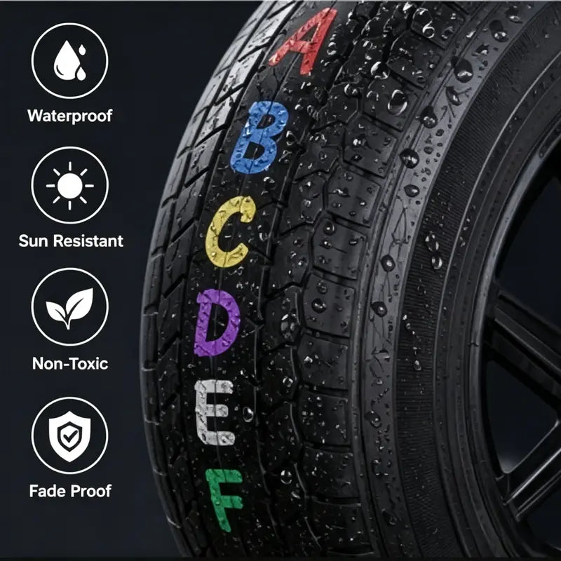 12-Color Oil-Based Tire Paint Marker Set, Quick-Dry Waterproof Permanent Paint Pens for Tires, Rubber, Metal & Wood