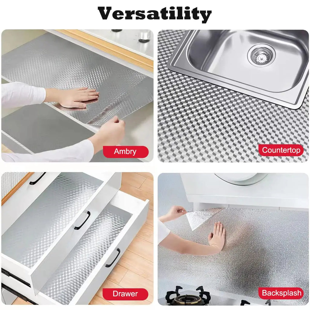 Peel and Stick Wallpaper, Waterproof Contact Paper for Kitchen Countertops Cabinets, Self-Adhesive Removable Aluminum Foil Sticker, Oil Proof Heat Resistant, Easy Clean (40cm*3m)