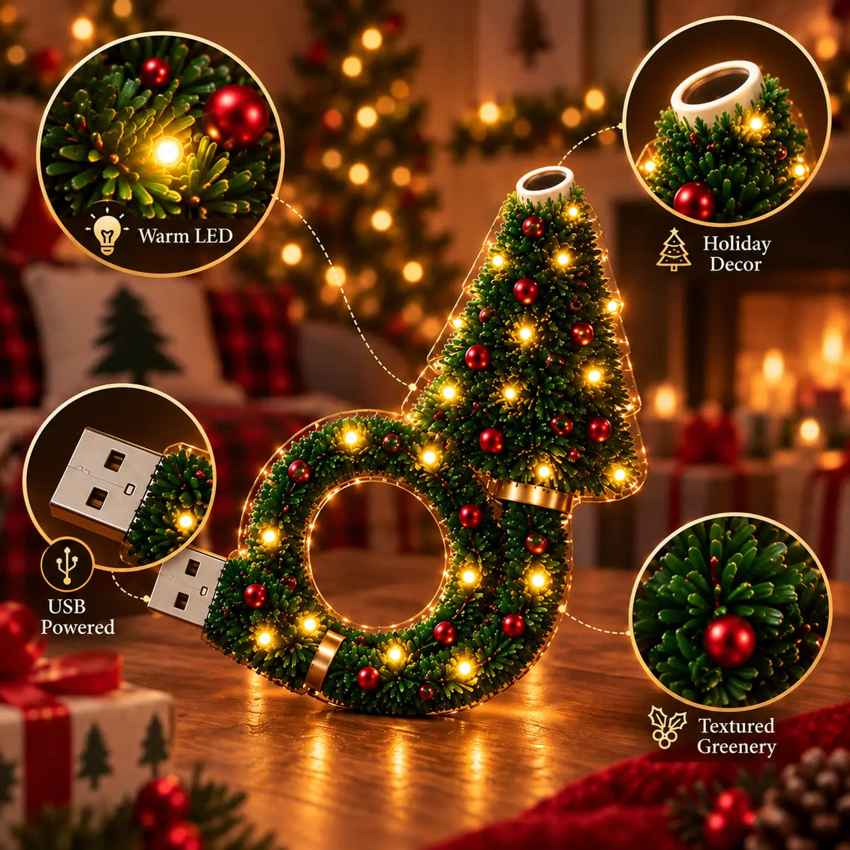 USB Christmas Pattern Projector Night Light
