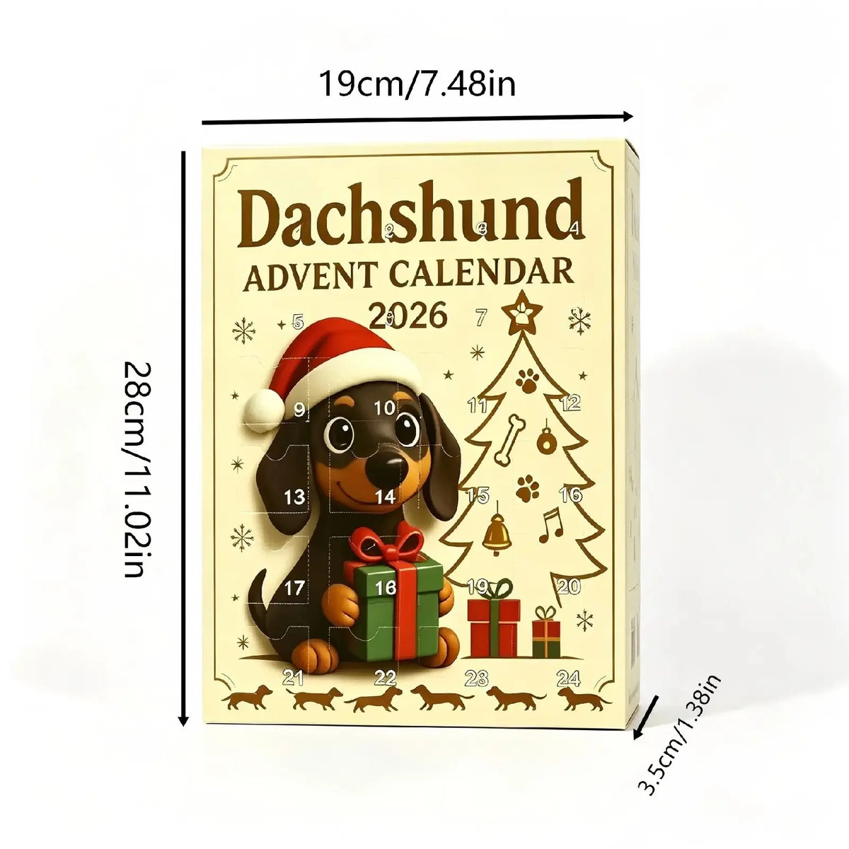 Christmas 24‑Day Countdown Surprise Box, Hanging Puppy Ornaments for Holiday Decor,sohochic