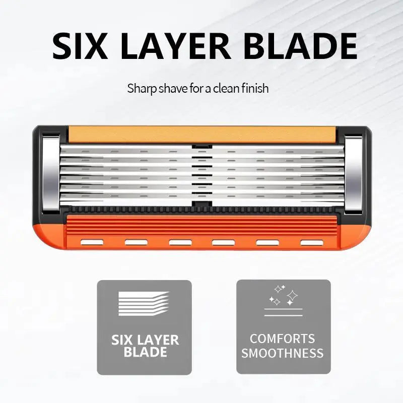 Ultra-Sharp 6-Blade Men's Razor Kit 24/48 Refill Cartridges Plus Free Handle for a Smooth Shave