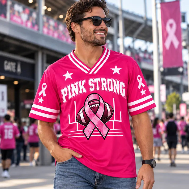 Unisex Pink Ribbon Breast Cancer Awareness Football Jersey