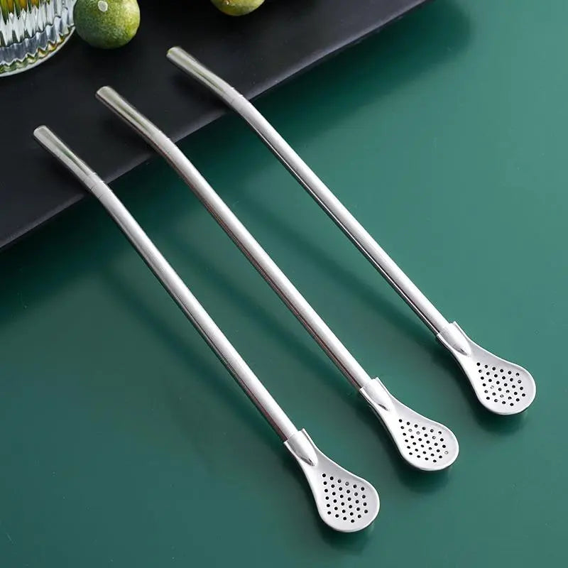 2-in-1 Stainless Steel Straw & Spoon with Filter, Reusable Metal Straw for Coffee, Milk Tea, Juice & Smoothies