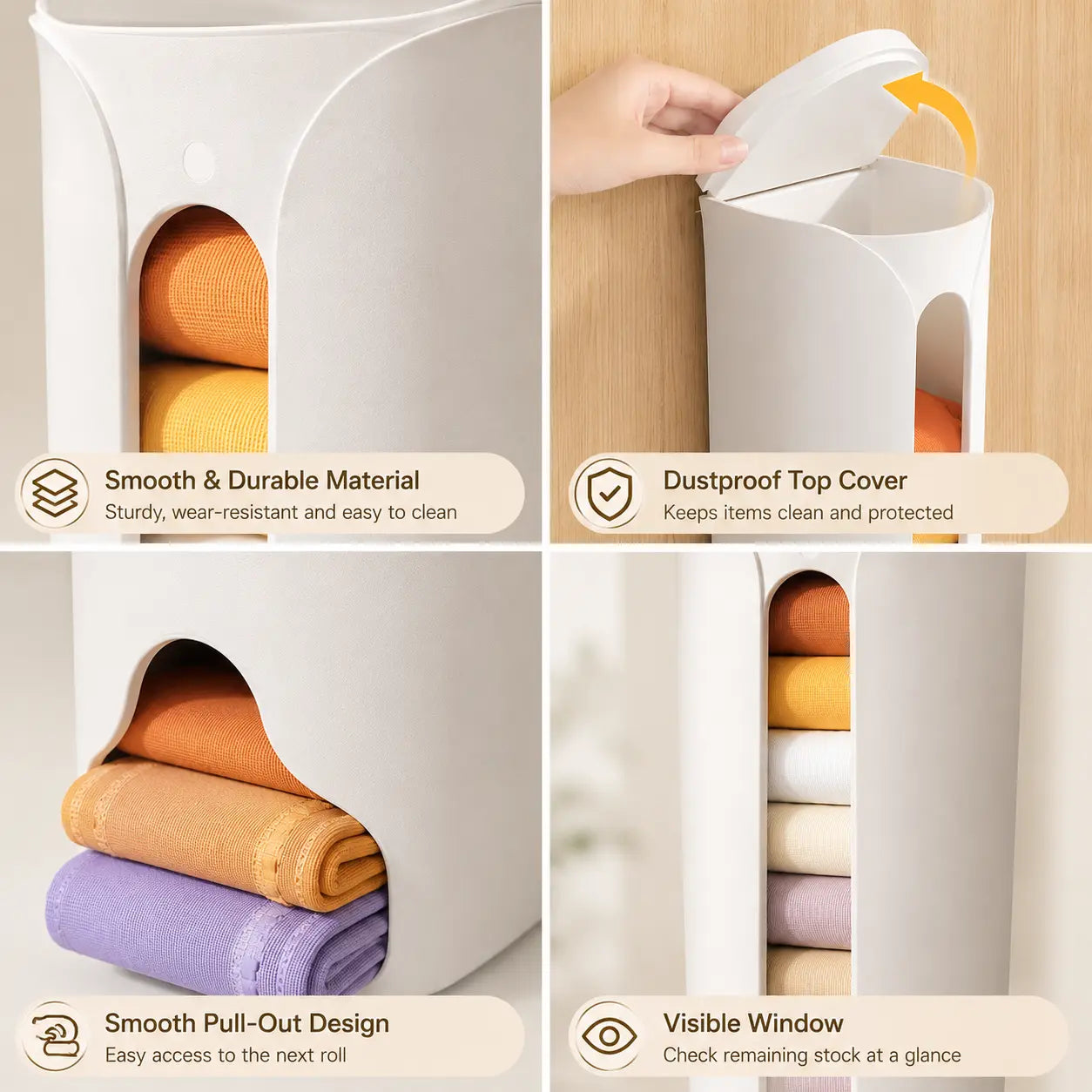 1-Pack Wall Mounted Socks and Underwear Organiser Box, Punch-Free Flip Lid Closet Organiser for Home Wardrobe Storage