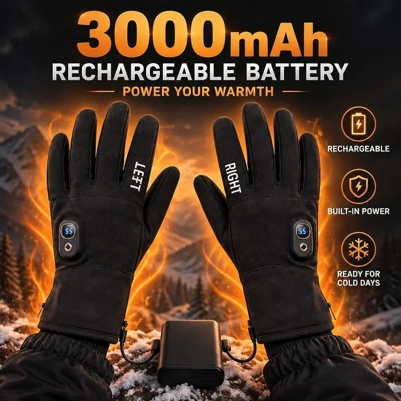 TYglobal Rechargeable Touchscreen Heated Gloves – 3 Heat Levels, 3000mAh