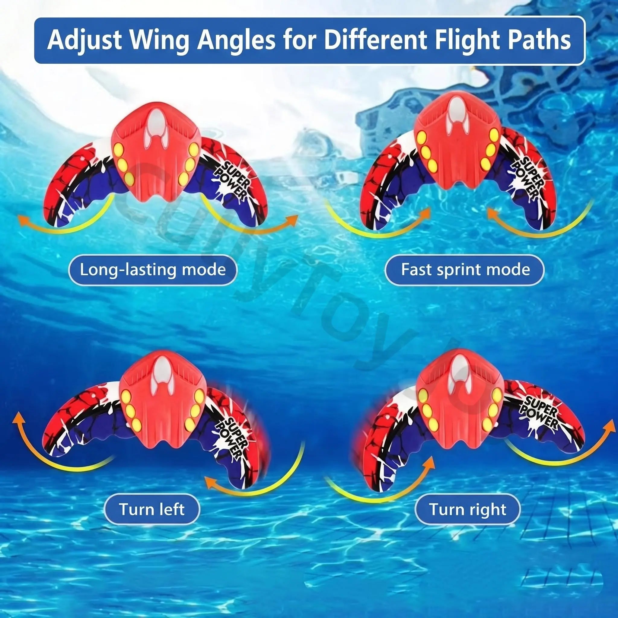2-Pack Hydrodynamic Manta Ray Diving Toys for Kids, Interactive Pool & Bath Game for Summer Swimming, Beach & Lake Fun