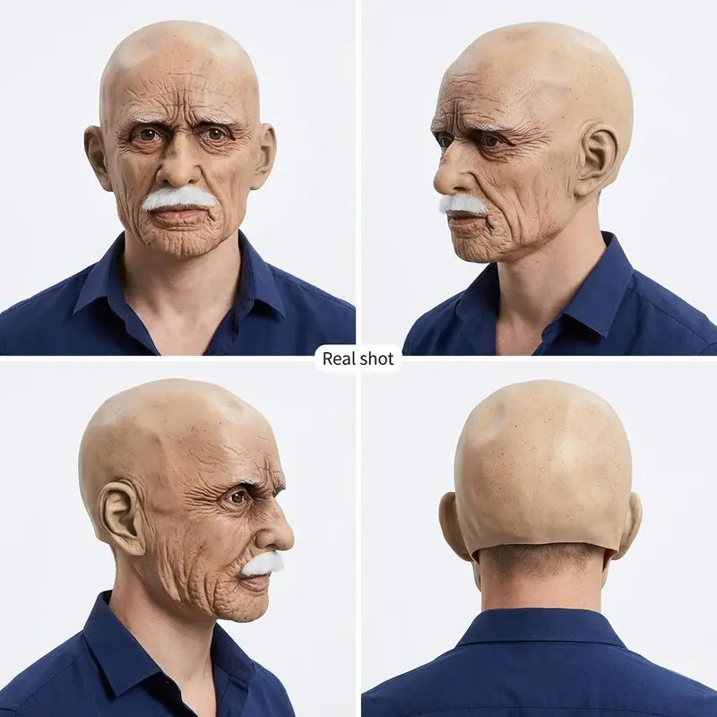 PATYGR Hyper-Realistic Bearded Old Man Full-Head Latex Mask