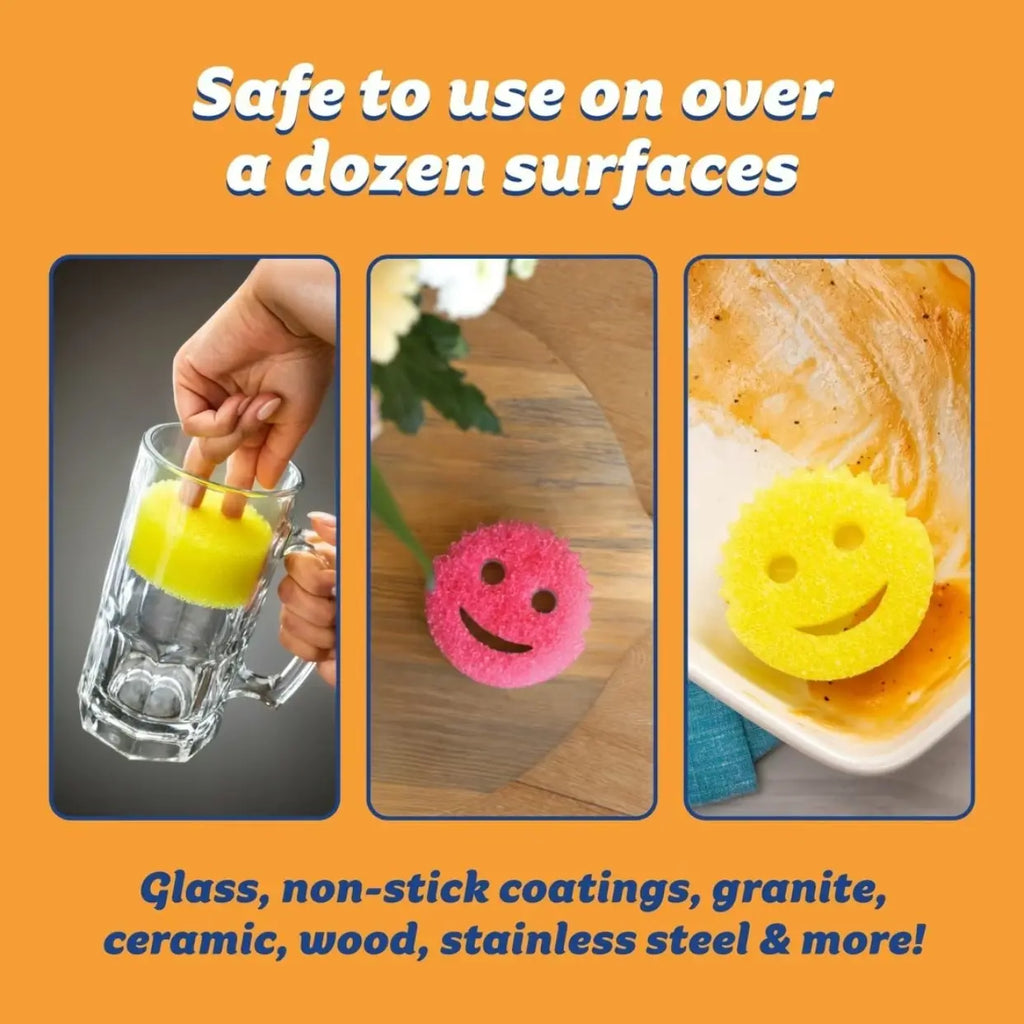 6-Pack Kitchen Scrub Sponges, Scratch-Free Multipurpose Dish Scrubbers with BPA-Free Foam for Cleaning & Washing