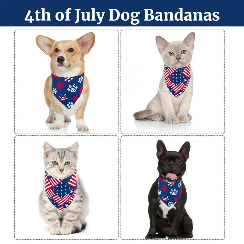 Patriotic American Flag Dog Bandana - Funny 4th of July Pet Scarf for Holiday Festival