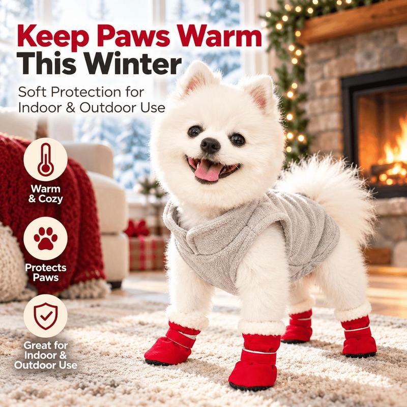 Soft Velvet Puppy Booties, Warm Non-Slip Paw Covers for Small Dogs