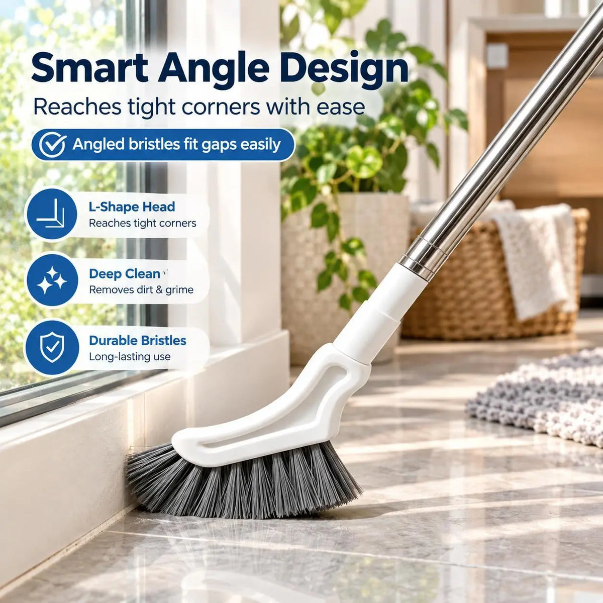 Adjustable Telescopic Long-Handle Crevice Cleaning Brush