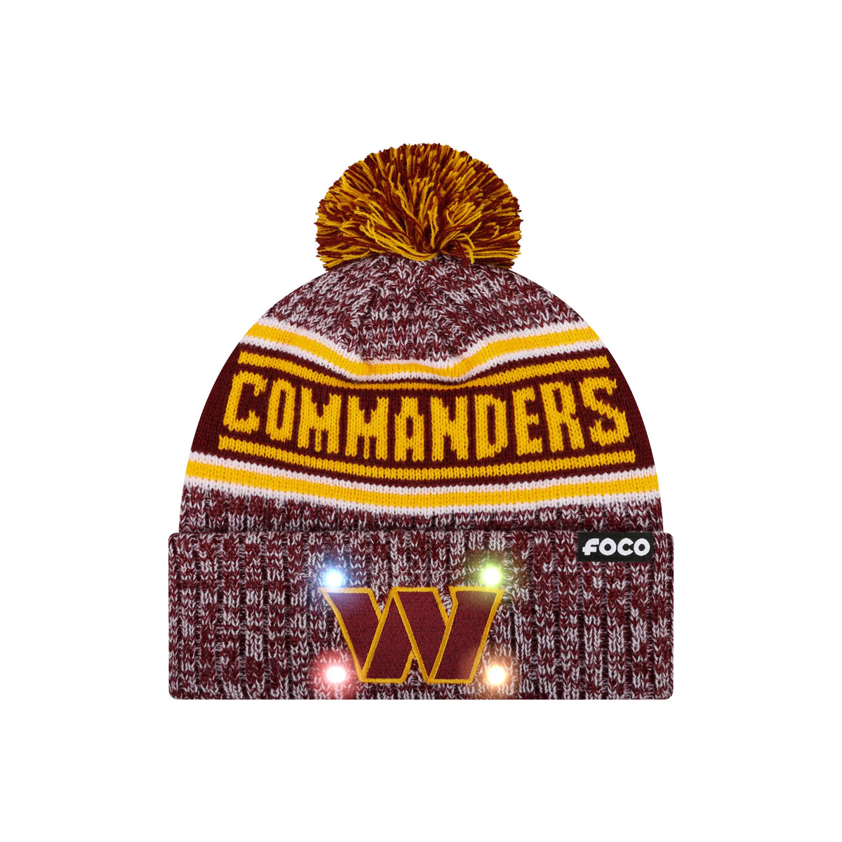NFL Officially Licensed Team Color Warm Light up Pom Beanie