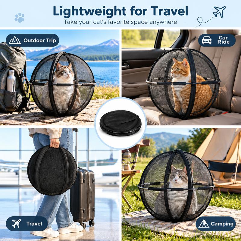 Portable Outdoor Cat Enclosure Mesh Ball Cat Cage