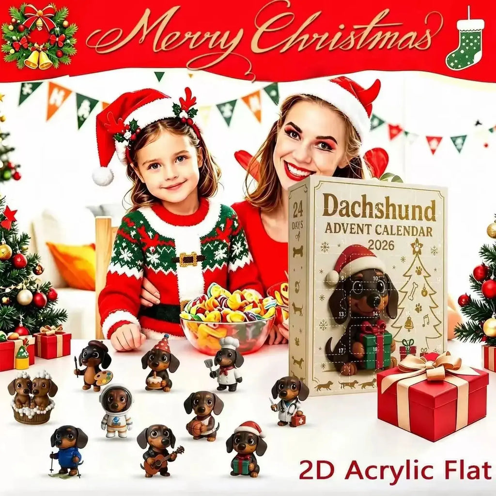 Christmas 24‑Day Countdown Surprise Box, Hanging Puppy Ornaments for Holiday Decor,sohochic