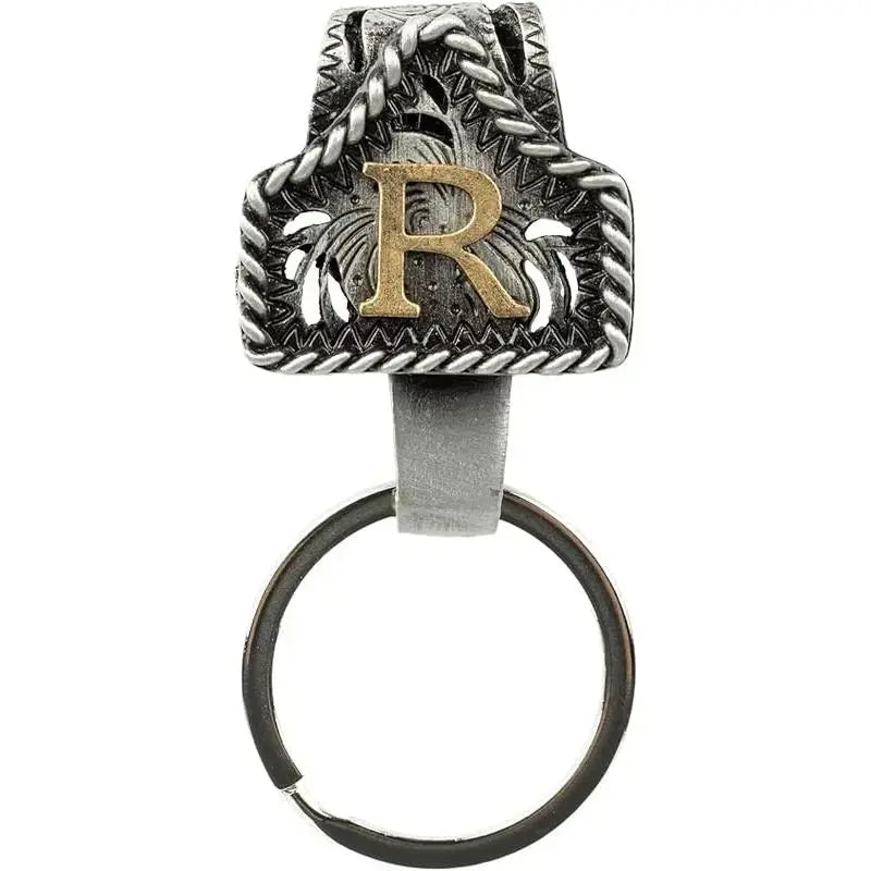 Western Cow Tag Initial Keychain - Handmade Copper Letter