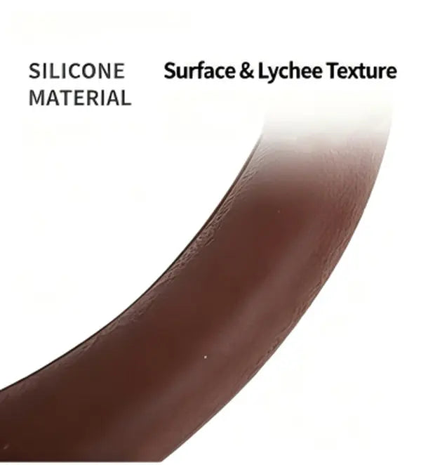 Universal Silicone Steering Wheel Cover with Non-Slip Soft Grip, Breathable Lychee Texture for All-Season Driving