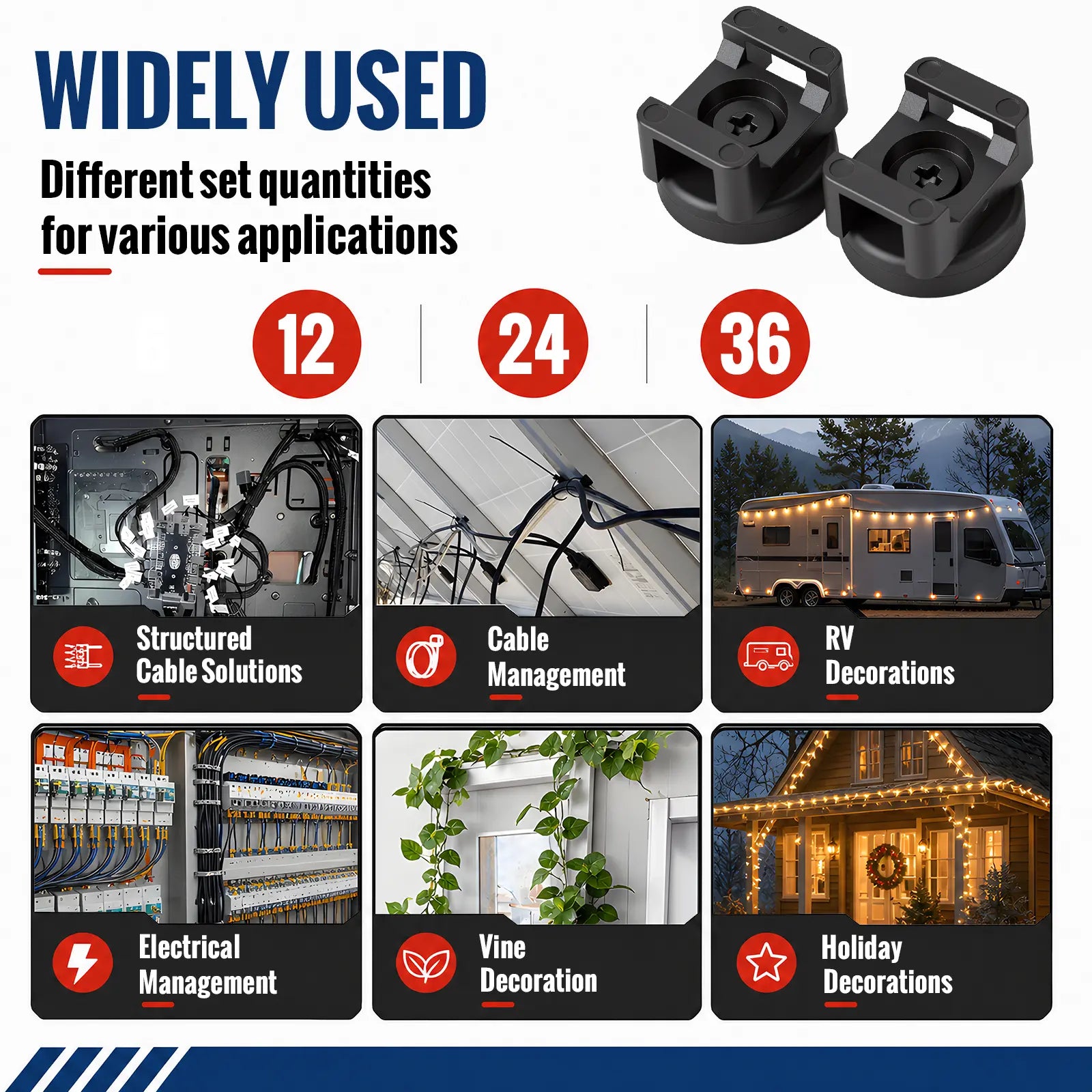 22mm Magnetic Cable Tie Mounts, 22lbs Strong Wire Holders for Home, Office, Marine & Electrical Cable Management