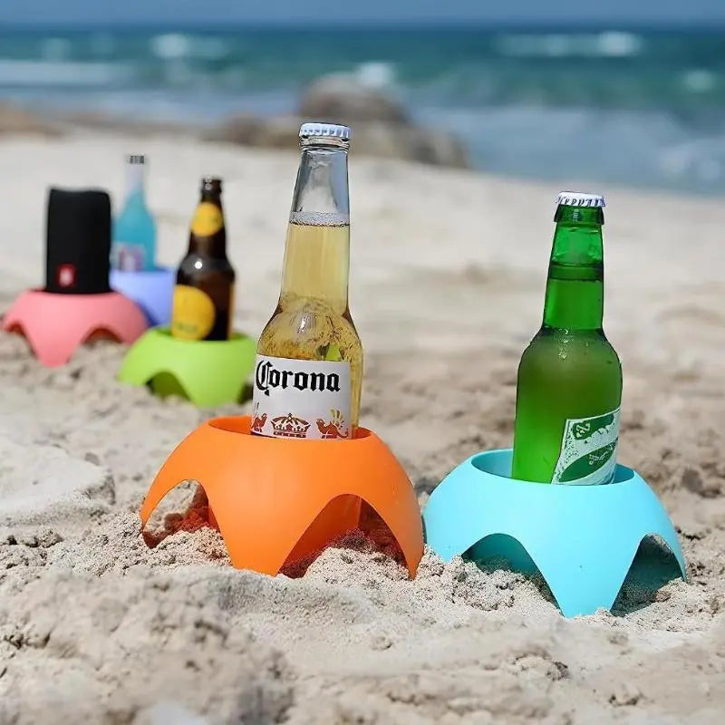 5-Pack Portable Beach Cup Holders with Sand-Proof Non-Slip Base for Drinks, Bottles, Phones & Keys, Perfect for Beach, Pool & Picnics