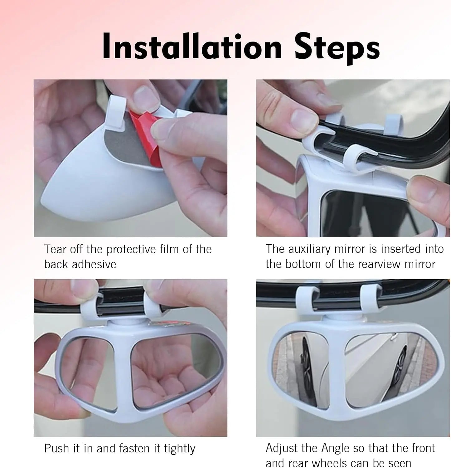 360° Rotatable Dual-Lens Blind Spot Mirror, Clip-On Rearview Auxiliary Mirror for Parking & Reversing
