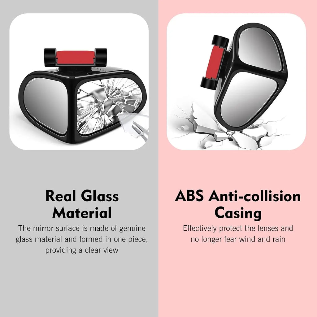 360° Rotatable Dual-Lens Blind Spot Mirror, Clip-On Rearview Auxiliary Mirror for Parking & Reversing