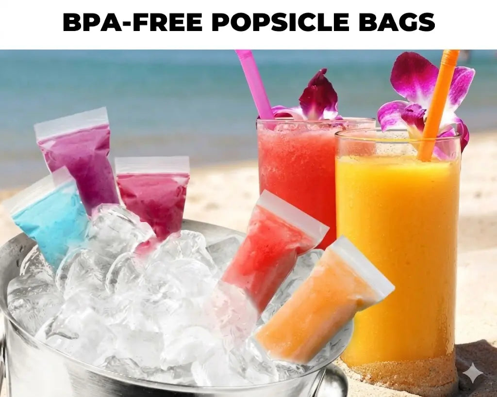 100-Pack BPA-Free Ice Pop Bags with Funnel, Disposable Ziplock Popsicle Pouches for Juice, Yogurt, Smoothies & Frozen Treats