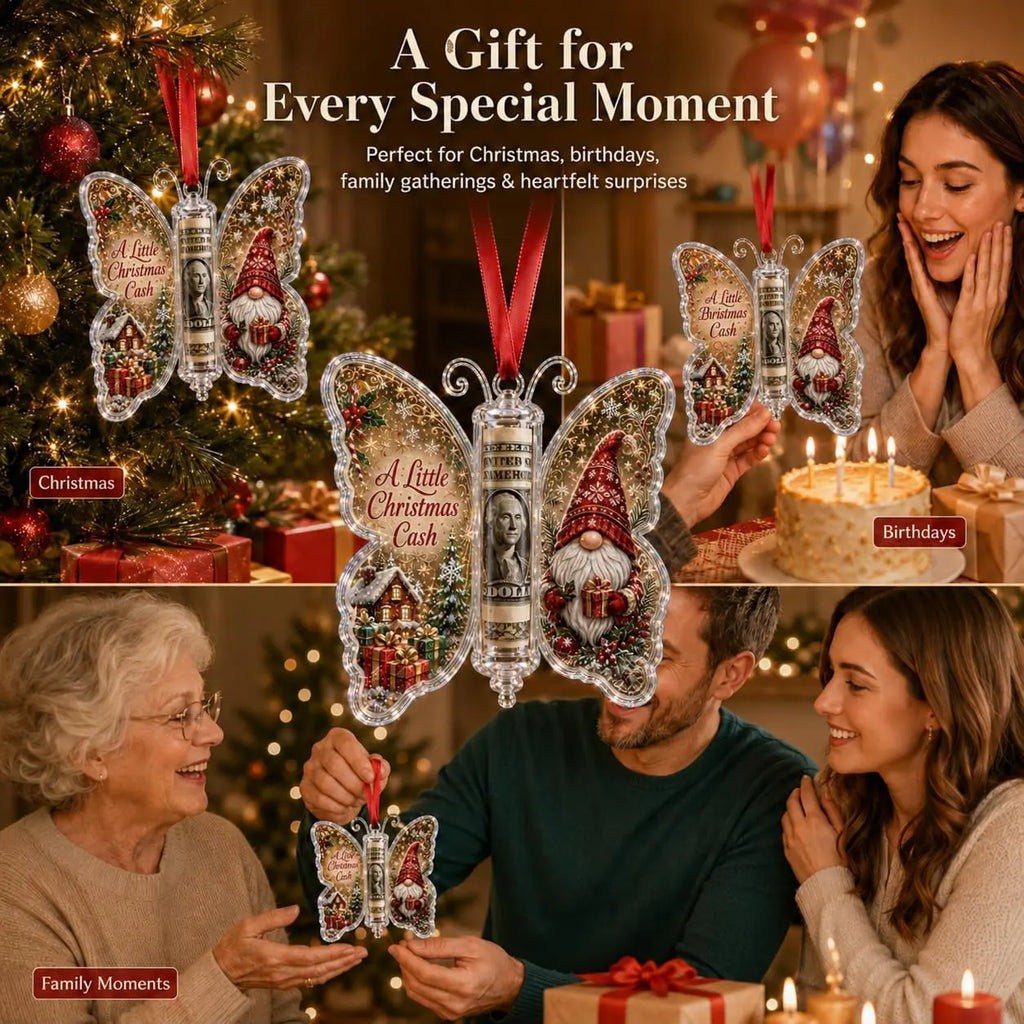 5-Piece Butterfly Acrylic Christmas Cash Gift Ornament Set