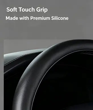 Universal Silicone Steering Wheel Cover with Non-Slip Soft Grip, Breathable Lychee Texture for All-Season Driving