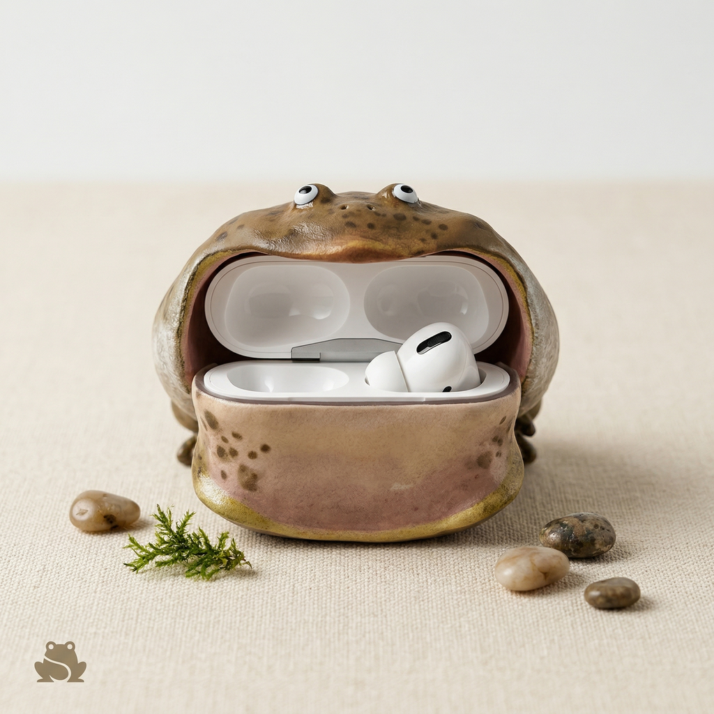 Creative Bowknot Crown Frog Earphone Case