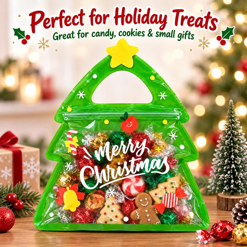 15/30-Pack Christmas Tree Resealable Candy & Treat Bags