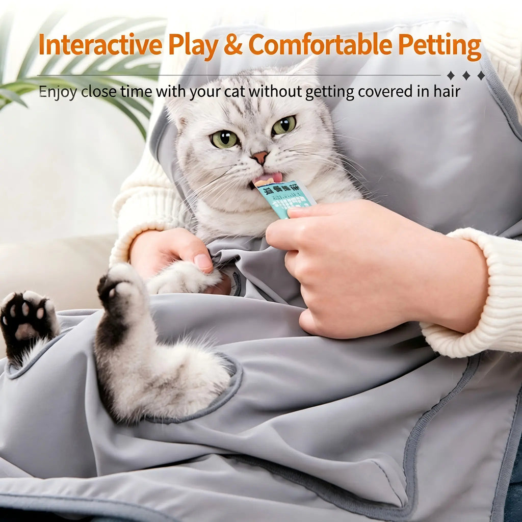 Adjustable Cat Holding & Grooming Apron with Leg Openings